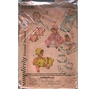 Simplicity 3218 Vintage Doll Clothes Pattern Betsy Wetsy Tiny Tears 11.5 Inch